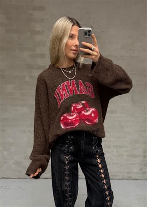 Brushed Alpaca graphic oversized sweater Chicory Coffee A1070048 Ganni 